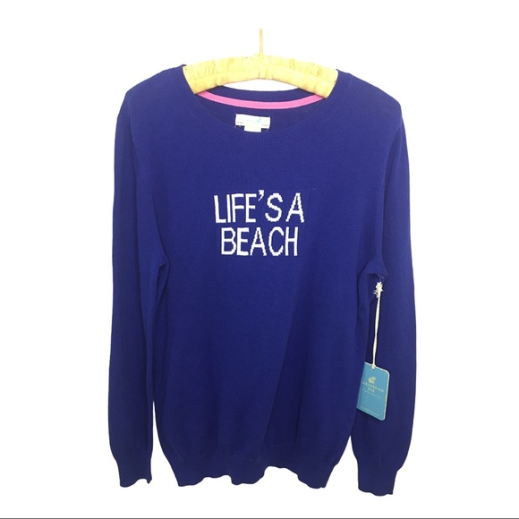 Caribbean Joe Sweaters - NWT Caribbean Joe Size XL Life's A Beach Sweater